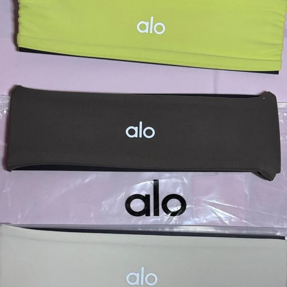ALO Yoga adult Hairband Trio - Lime, Charcoal, and Ivory - Picture 3 of 4